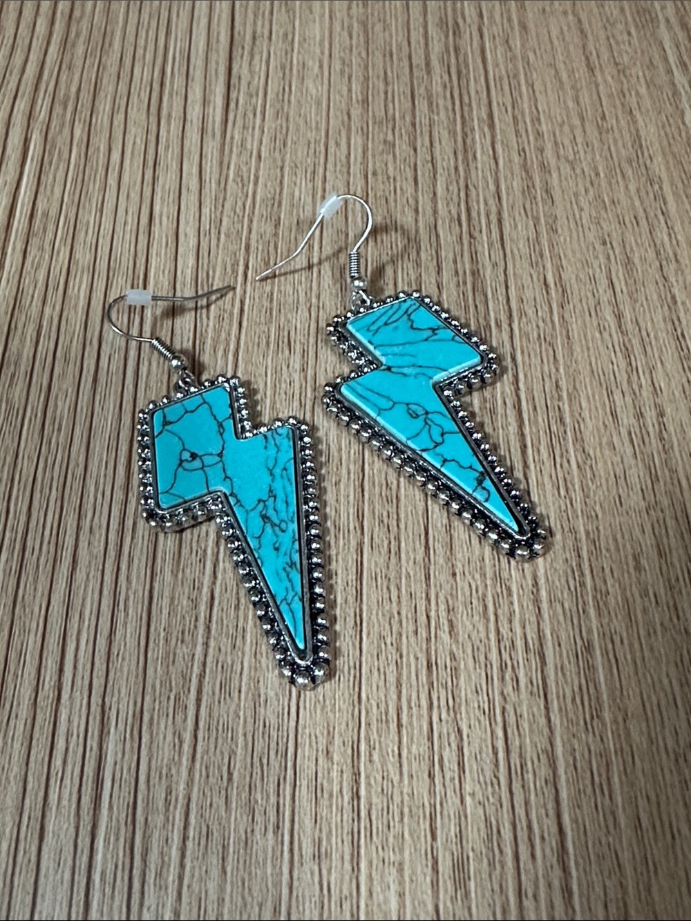 NWOT Faux Turquoise Lightning Bolt Drop Earrings